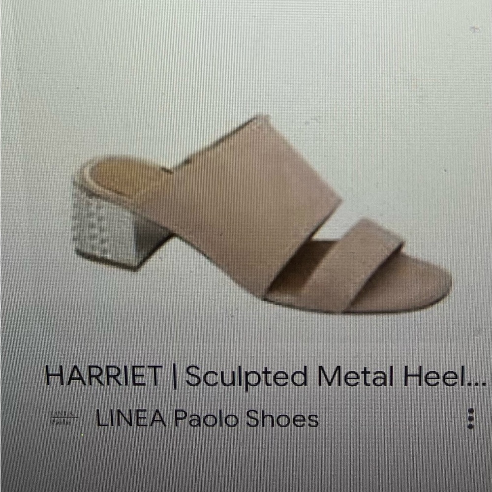 LINEA PAOLO shoes, new inbox, Harriet, sculpted, metal, heel sandals size 9.5